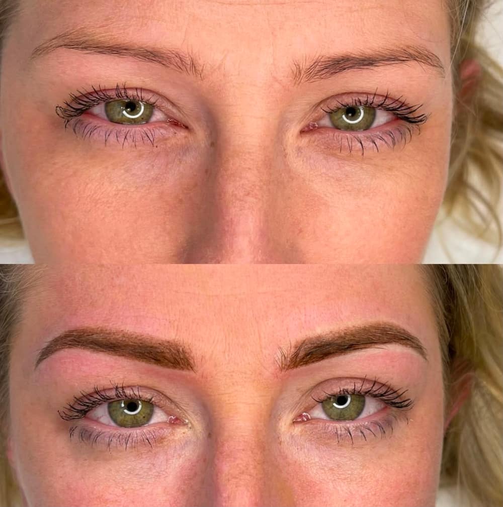 Healed ombré brows with a soft gradient from a light front to a defined tail, by Safina Young at Lady Young's in Bracknell